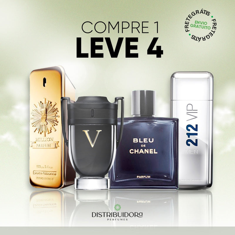 4 Perfumes Masculinos Importados (100ml) - 1 Million | 212 | Invictus | BLEU (5 Anos Armazém do Perfume)