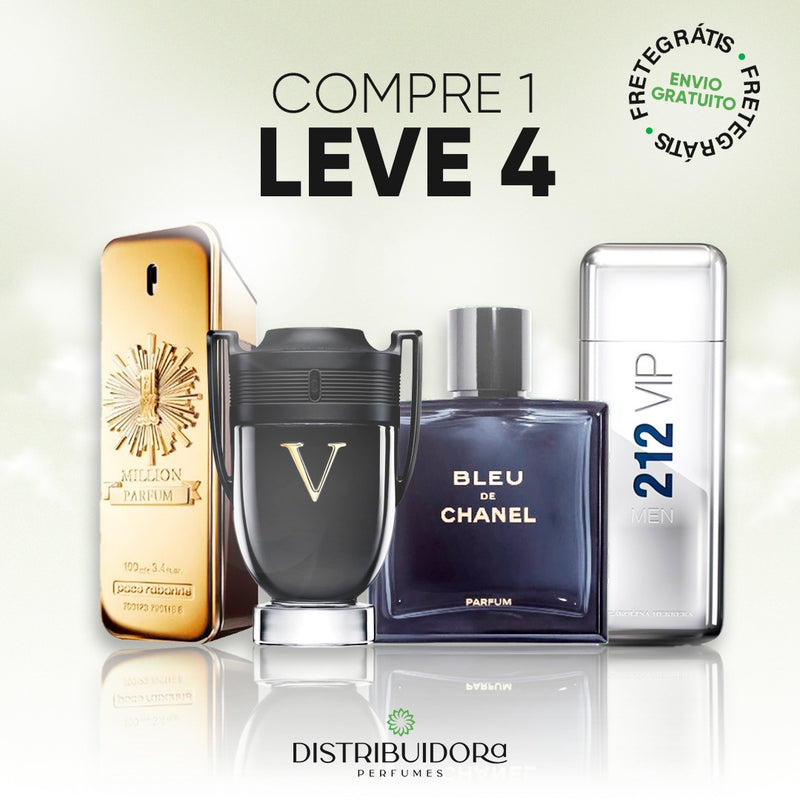 4 Perfumes Masculinos Importados (100ml) - 1 Million | 212 | Invictus | BLEU (5 Anos Armazém do Perfume)